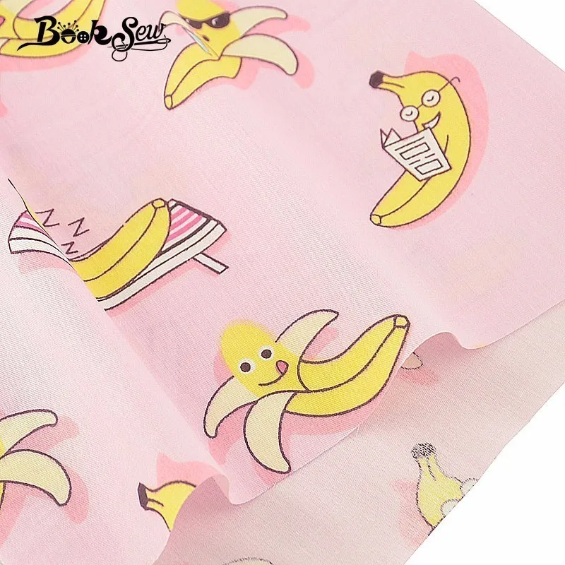 Booksew хлопок саржевая Ткань Домашний текстиль банан мультфильм дизайн швейная розовая ткань детская простыня Лоскутная DIY Tissu Tecido