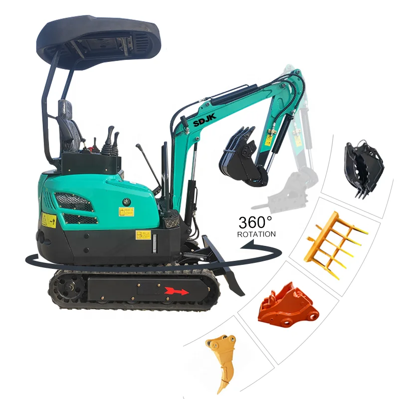 

JKW-17 Mini Digger Construction Building Mini Excavator 2 Ton Crawler Excavator With Attachment For Sale