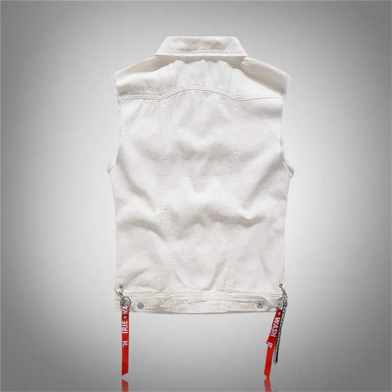 Модный мужской хипстерский белый винтажный жилет Idopy из японского денима