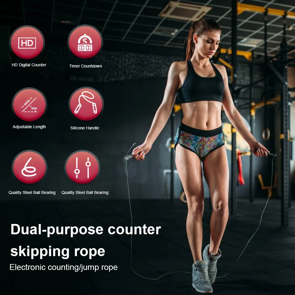 

2 in 1 Cordless Jump Rope Weighted Adjustable Skipping Rope with Counter for Weight Loss Fitness Workout Equipment Tangle-Free