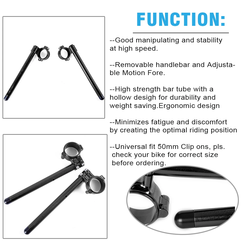 Универсальный руль для мотоцикла 7/8 22 мм с зажимом