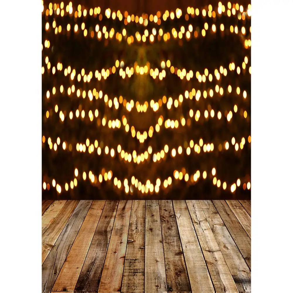 Блестящий струнный светильник блестящий боке настенный деревянный пол фон для