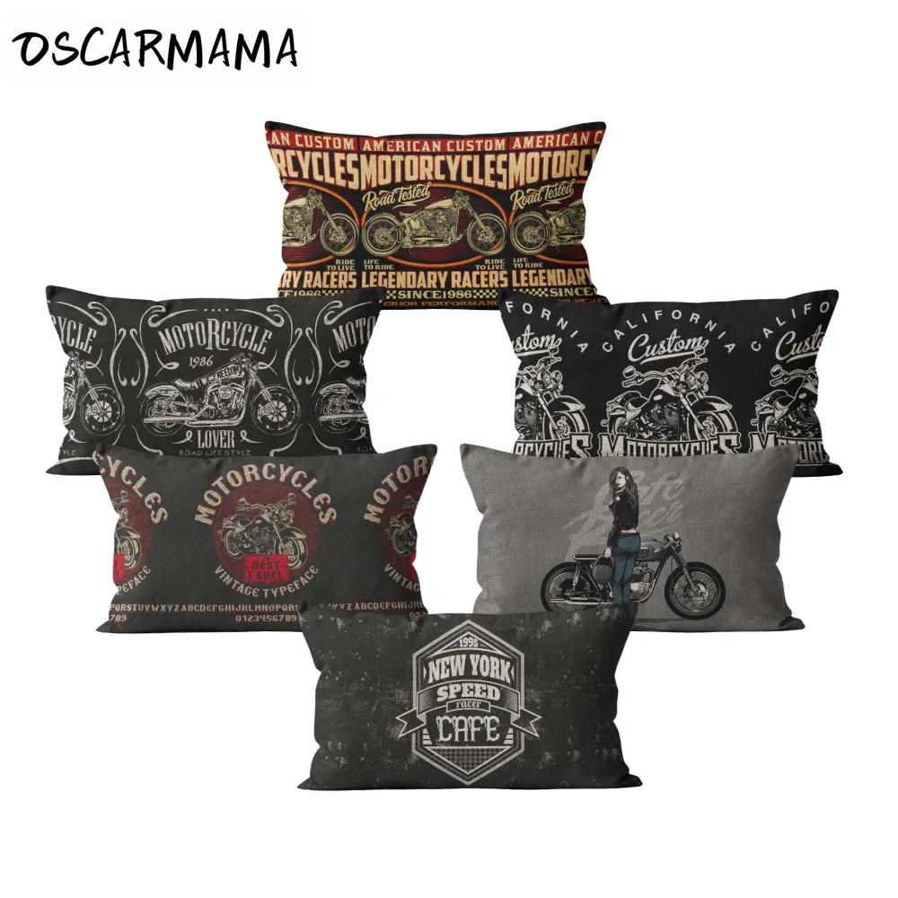 

Gothic Motorcycles California Custom Ride It New York Speed Gamer Black Cushion Cover Funda De Cojin 30x50 Throw Pillow Case
