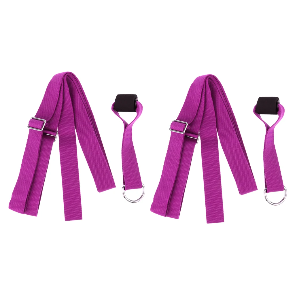 

2x Adjust Yoga Training Ballet Dance Leg Stretcher Door Band Foot Fitness Belt Purple Leg Stretcher Door Bands