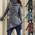 4 @ Женские однотонные свитера с высоким воротником, Модный повседневный элегантный пуловер с длинным рукавом, топы, свитера, зимняя женская одежда