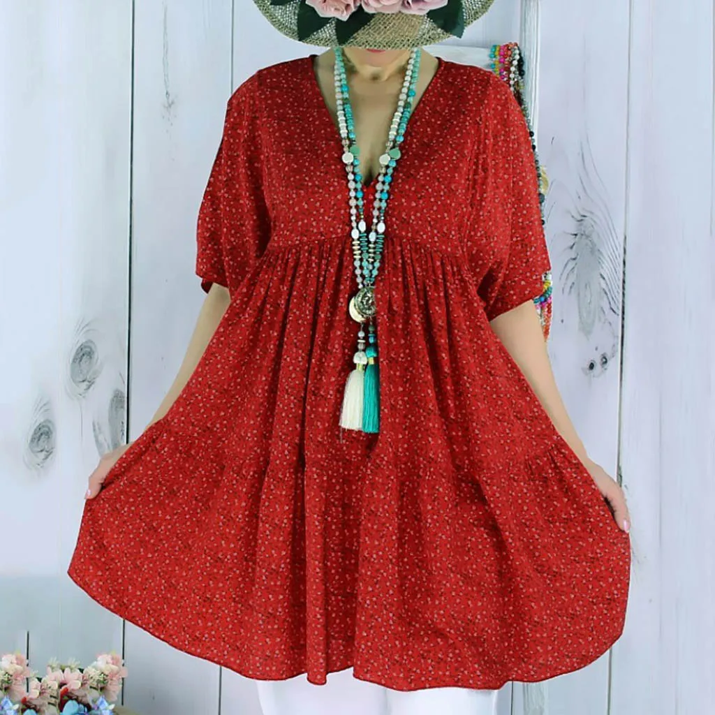 JAYCOSIN women floral print Mini dress long sleeve V neck pleated female casual retro short dresses vestidos mujer dropshipping | Женская