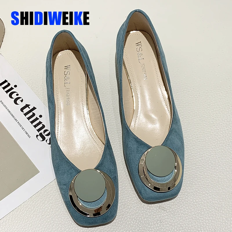 Женская обувь из замши на толстом высоком каблуке Модная повседневная с