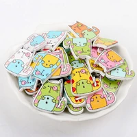 2017 mixed 6colors cat painted colorful wooden buttons scrapbooking decorative craft 2 holes sewing supplies 22x25mm 20pcs
