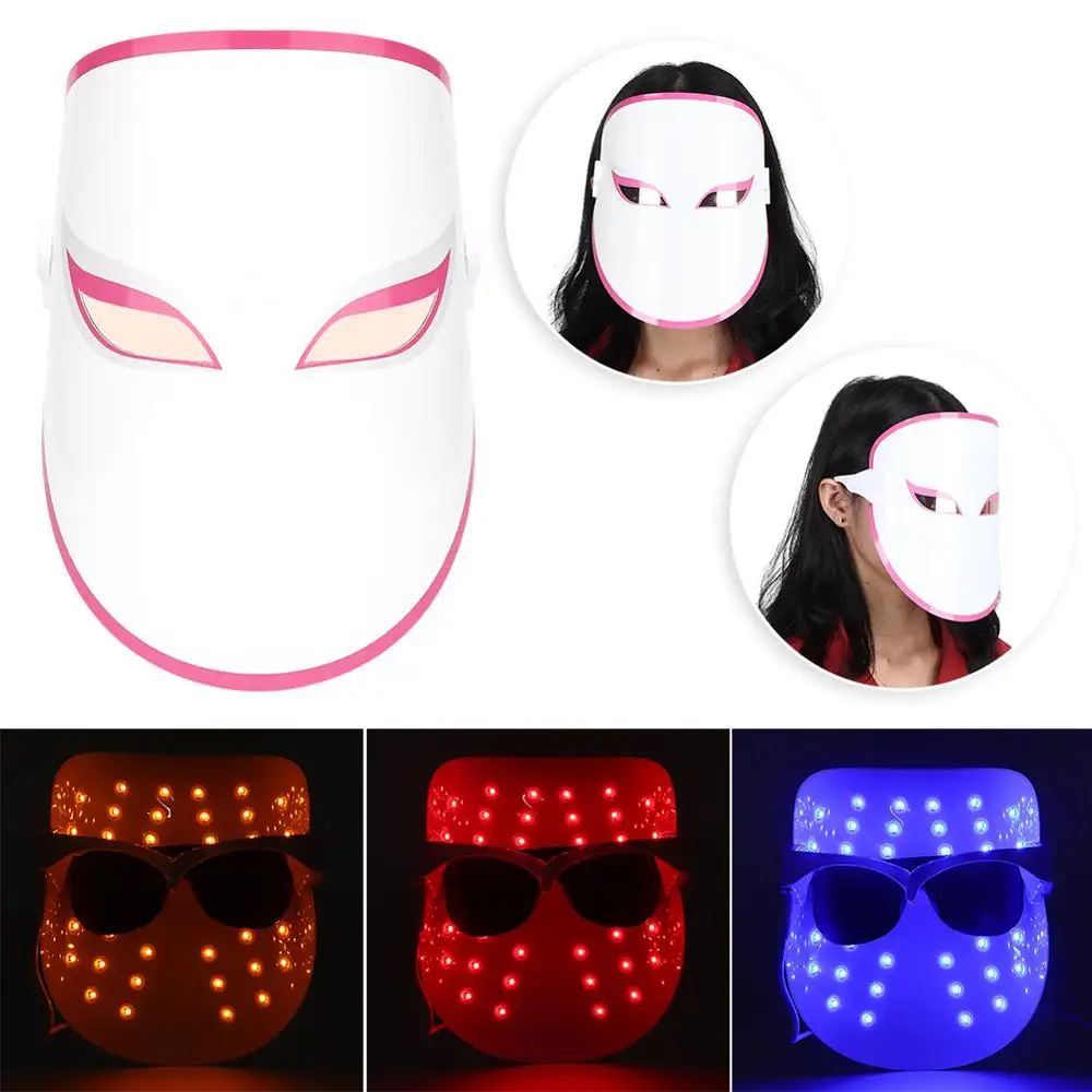 3 Colors Light LED Facial Mask Photon Skin Rejuvenation Face Care Treatment Beauty Anti Acne Therapy Whitening Instrument | Красота и