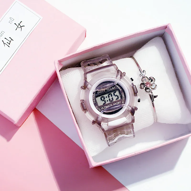 Популярные корейские простые электронные спортивные часы цифровые детские