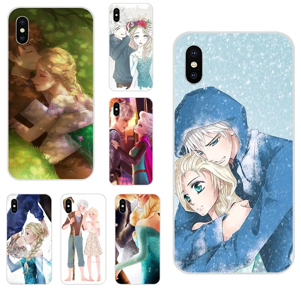 Для Apple iPhone 4 4S 5 5C 5S SE 6 6S 7 8 Plus X XS Max XR задняя крышка тонкий принцесса Эльза и Джек