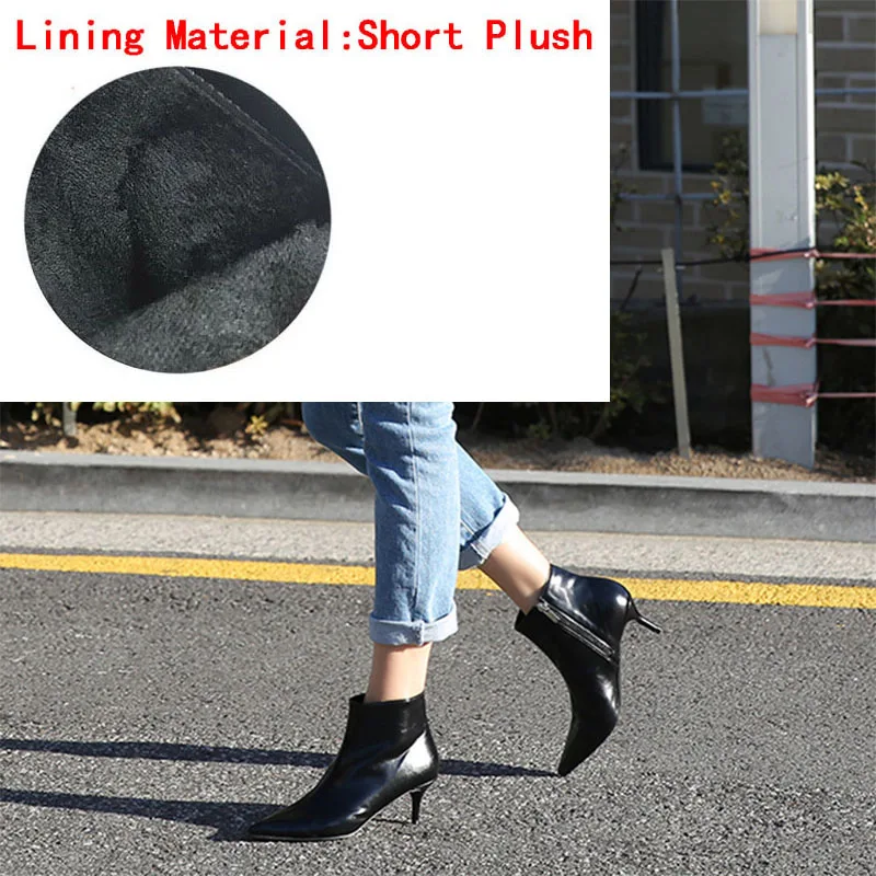Black (heels 8cm) Новые Стильные Ботинки martin с острым носком на высоком каблуке; сезон осень-зима белые ботинки кожаные ботинки женские ботинки весенняя обувь на танкетке - Цвет: Black (heels 8cm)