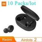 10 упаковокпартия Xiaomi Redmi Airdots 2 Наушники Bluetooth 5,0 беспроводной бас стерео хэндс-фри наушники AI регулятор давления газа с микрофоном