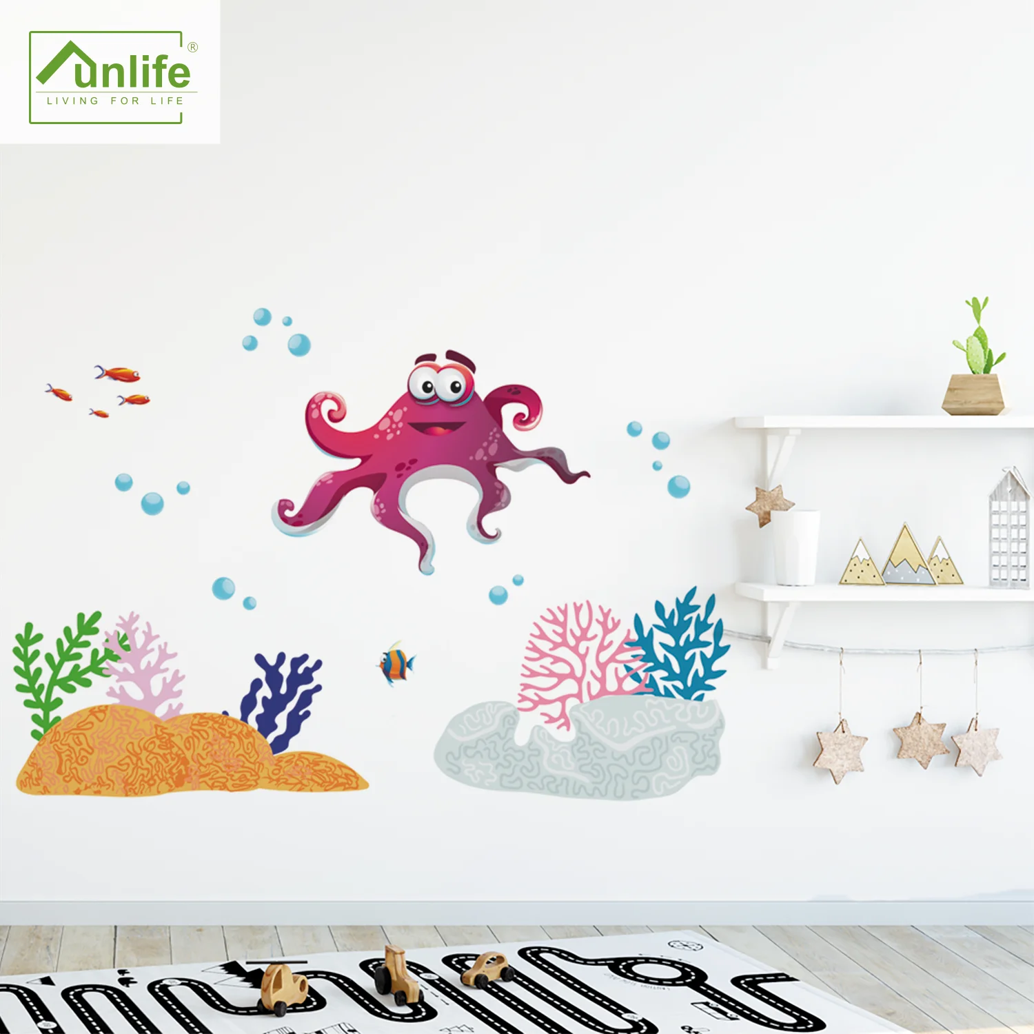 Funlife®Экологичные съемные настенные наклейки из ПВХ в виде осьминога домашнее