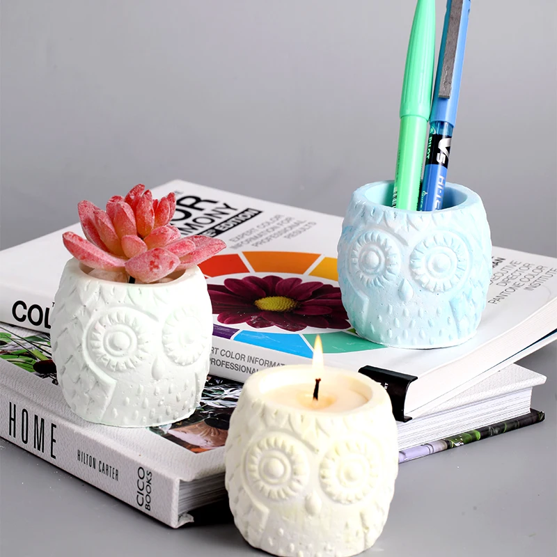 Силиконовые формы для цемента совы плантатор суккулентов форма бетона