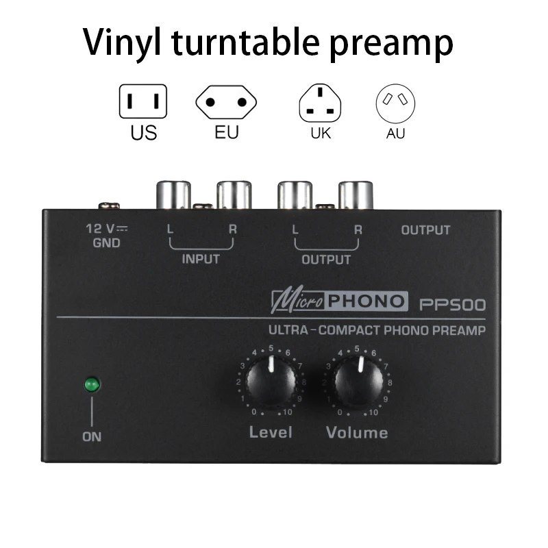 

PP500 Ultra-compact Phone Preamplifier Portable Phono Preamp Bass Treble Balance Volume Tone EQ Control Board With Power Adapter