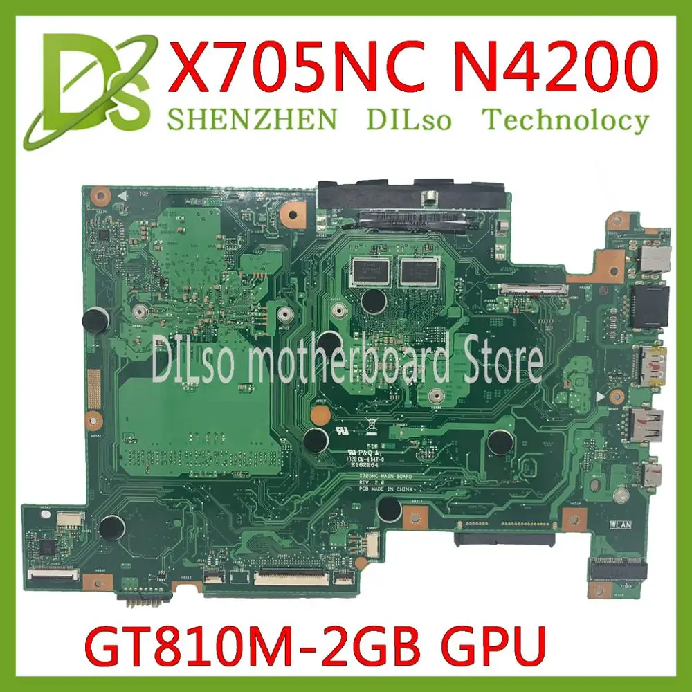 KEFU X705NC материнская плата для ноутбука ASUS Vivobook X705N оригинальная N4200 CPU GT810M-2GB GPU
