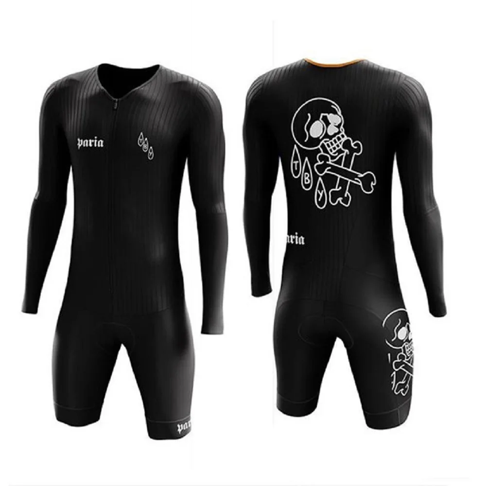 

PARIA Long sleeve skinsuit cycling mens body triathlon suit cycling ropa ciclismo jumpsuit set 9D pad mtb bike bicycle