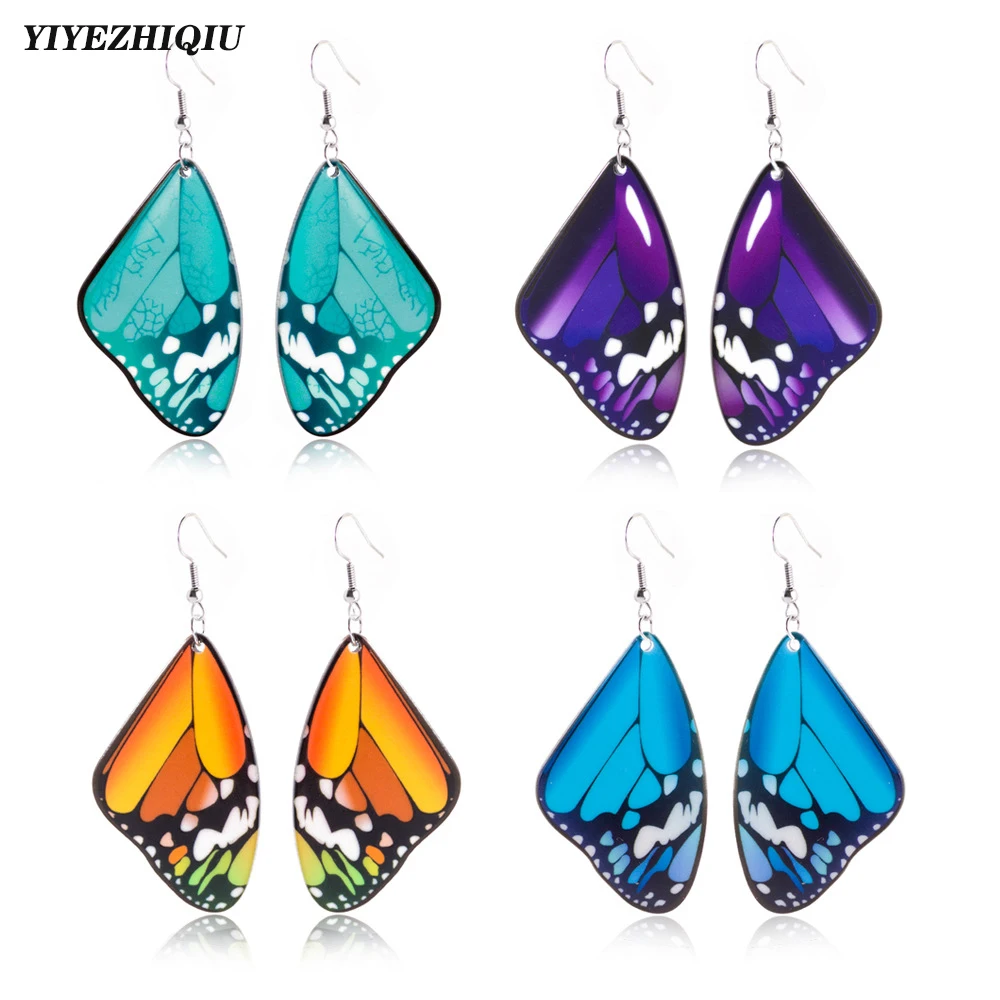 Новые высококачественные синие капающие масляные серьги в виде крыльев бабочки
