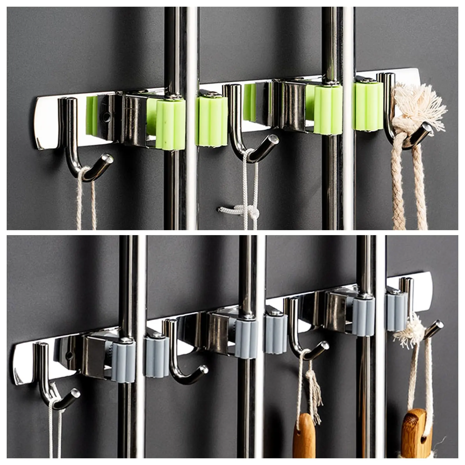 Держатель для метлы сверхмощный практичный зажим органайзер швабры настенный