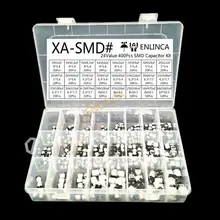 Surtido de condensadores electrolíticos de aluminio SMD, Kit + caja, 1uF ~ 1000uF, 6,3 V-50V, 400 Uds.