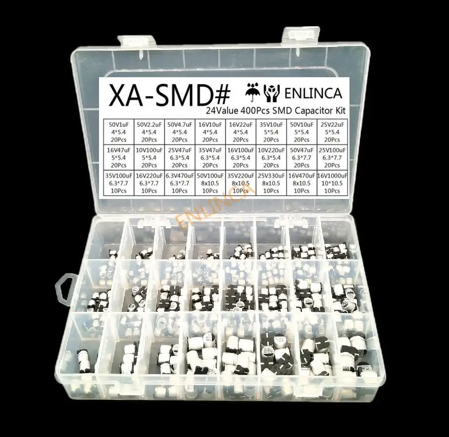 1 мкФ ~ 1000 6 3 V 50V 400Pcs 24 значение SMD алюминиевые электролитические конденсаторы в