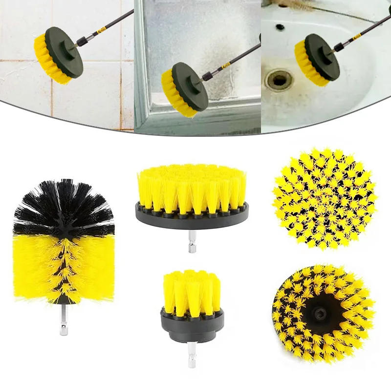

3/4/5PCS Drill Brush Attachment Power Scrubber Brush Cleaning Kit Electric Drill Brush for Bathroom Surfaces Floor Tub Corners