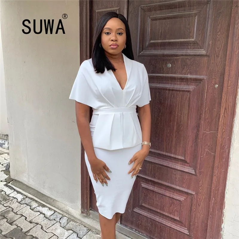 

2020 summer new product high street fashion office dress for women clothing deep v neck bodycon elegance sexy dresses