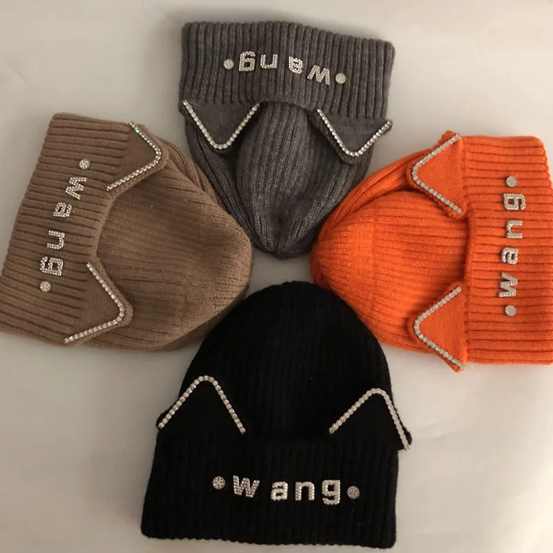 

Casual New Winter Hat Letter Wool Blend Beanies Hats For Women Girl Spring Fashion Wool Warm Skullies Beanies Hats Cap For Women