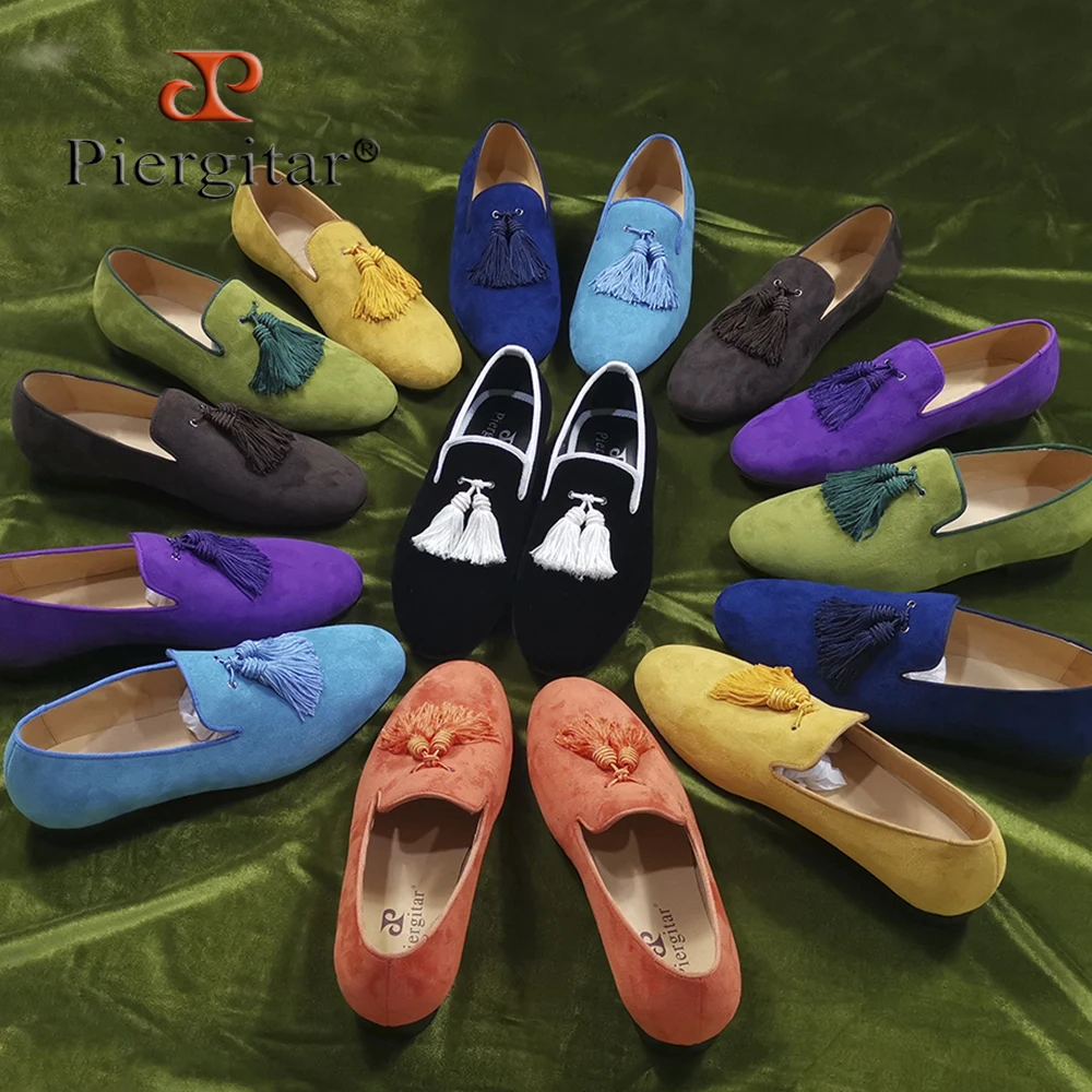 Piergitar 2019 мужские замшевые туфли с разноцветными подходящими кисточками для