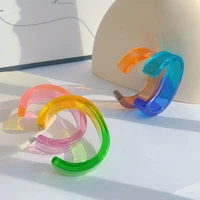 new fashion hyperbole gradient colorful resin acrylic irregular geometric transparent c shape big open bracelet for women gifts