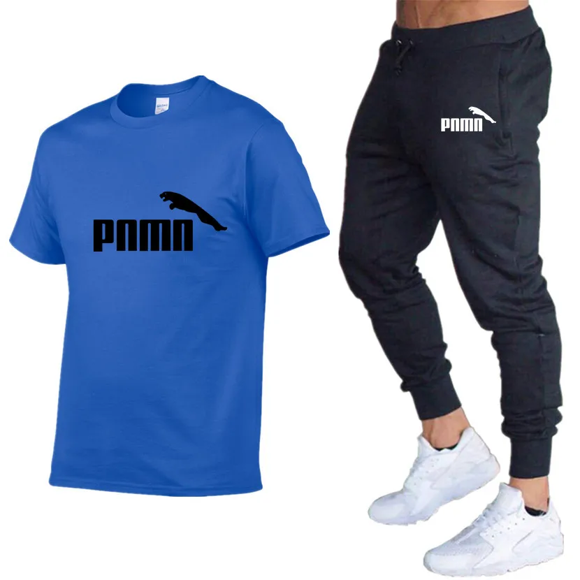 

2021 Summer Fashion Leisure Brand Men's Set Tracksuit Sportswear Track Suits Male Sweatsuit Short Sleeves T Shirt 2 Piece Set