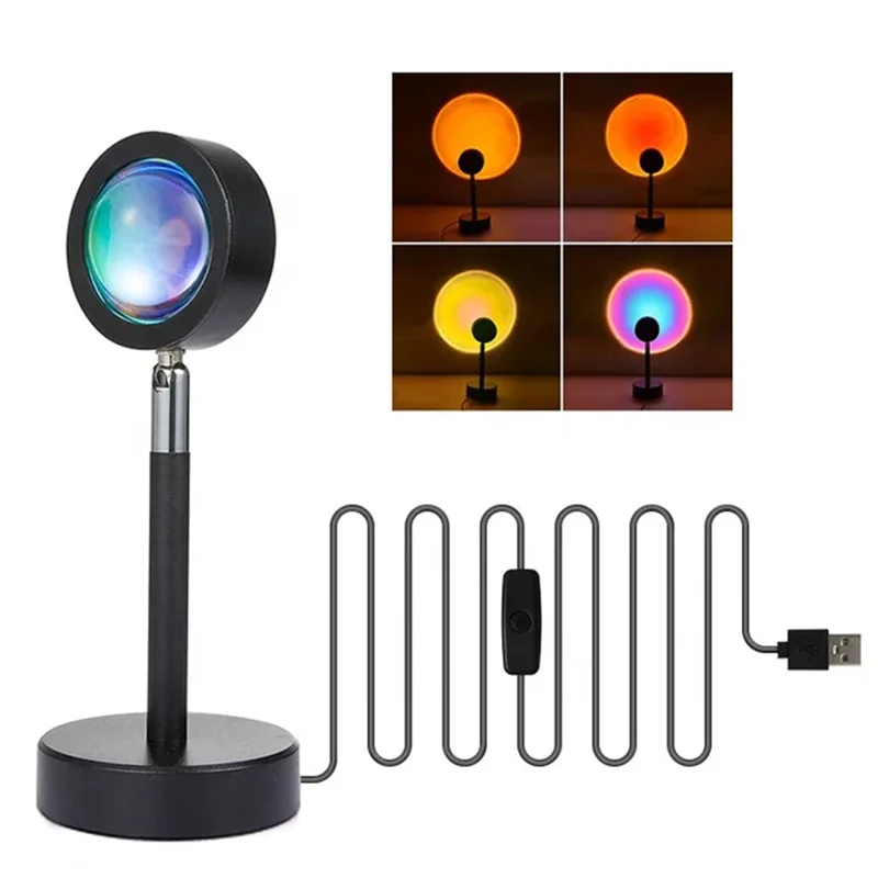

Romantic Projector Atmosphere Lamp LED Night USB Projection180 Degree Rotation Sunset Light Valentine Gift Wedding Party Decor