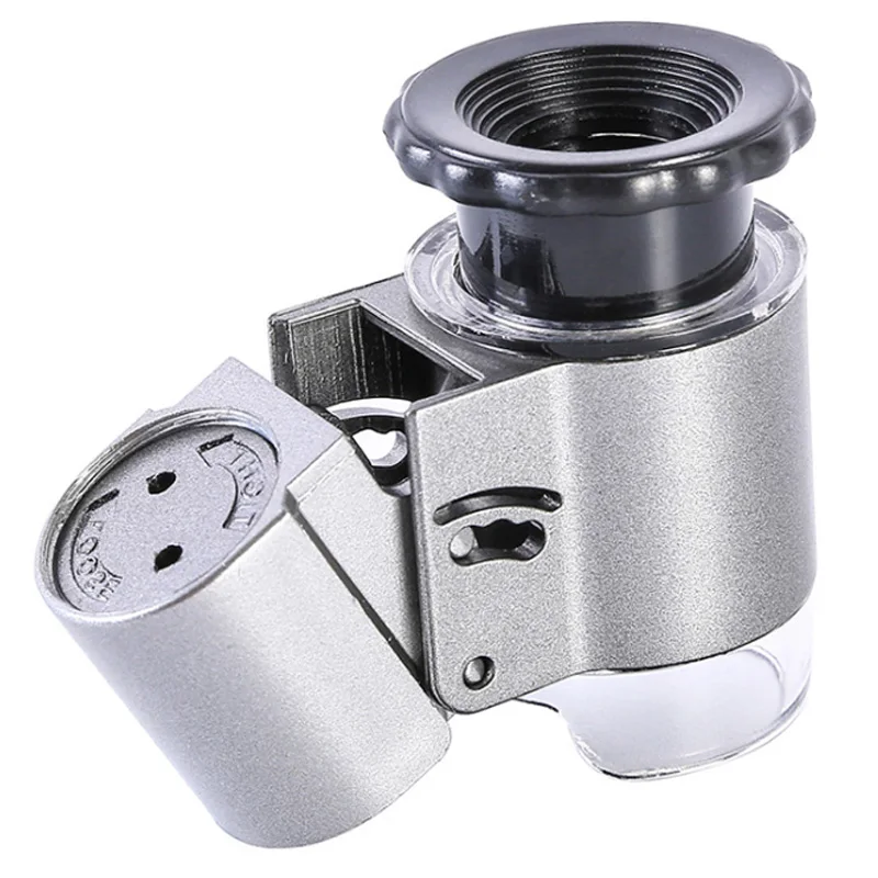 50X Ручной мини Карманный микроскоп Лупа ювелира с светодиодный светильник и УФ