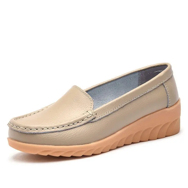 

Cowhide high quality shallow mouth fashion women's flat shoes non-slip soft sole comfortable waterproof women's shoes