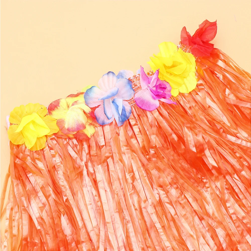

Hawaiian Style Skirt Set Simulation Flower Headdress Bracelets Hanging Garland Party Costume Accessories (Yellow)