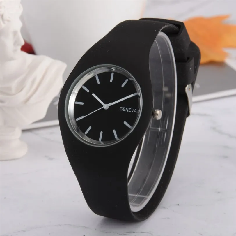 Thin Geneva Candy Color Silicone Watch Free Dresses for Women Student Jelly Casual Men Gift Simple Relojes Para Mujer Наручные часы