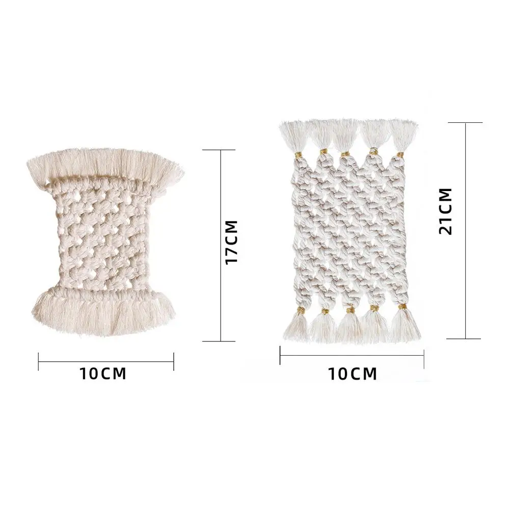 

Northern Europe Macrame Cup Pad Bohemia Tablecloth Table Mat Pure Handmade Cotton Braid Non-slip Insulation Mats For Kitchen