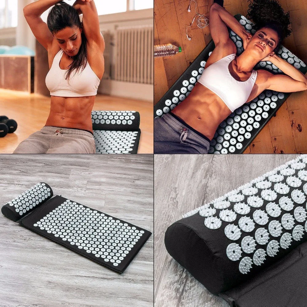 New 66*42cm Massage Cushion Yoga Acupressure Mat and Pillow Set for Neck Back Foot Stress Pain Relief Fitness Spiky Pad | Спорт и