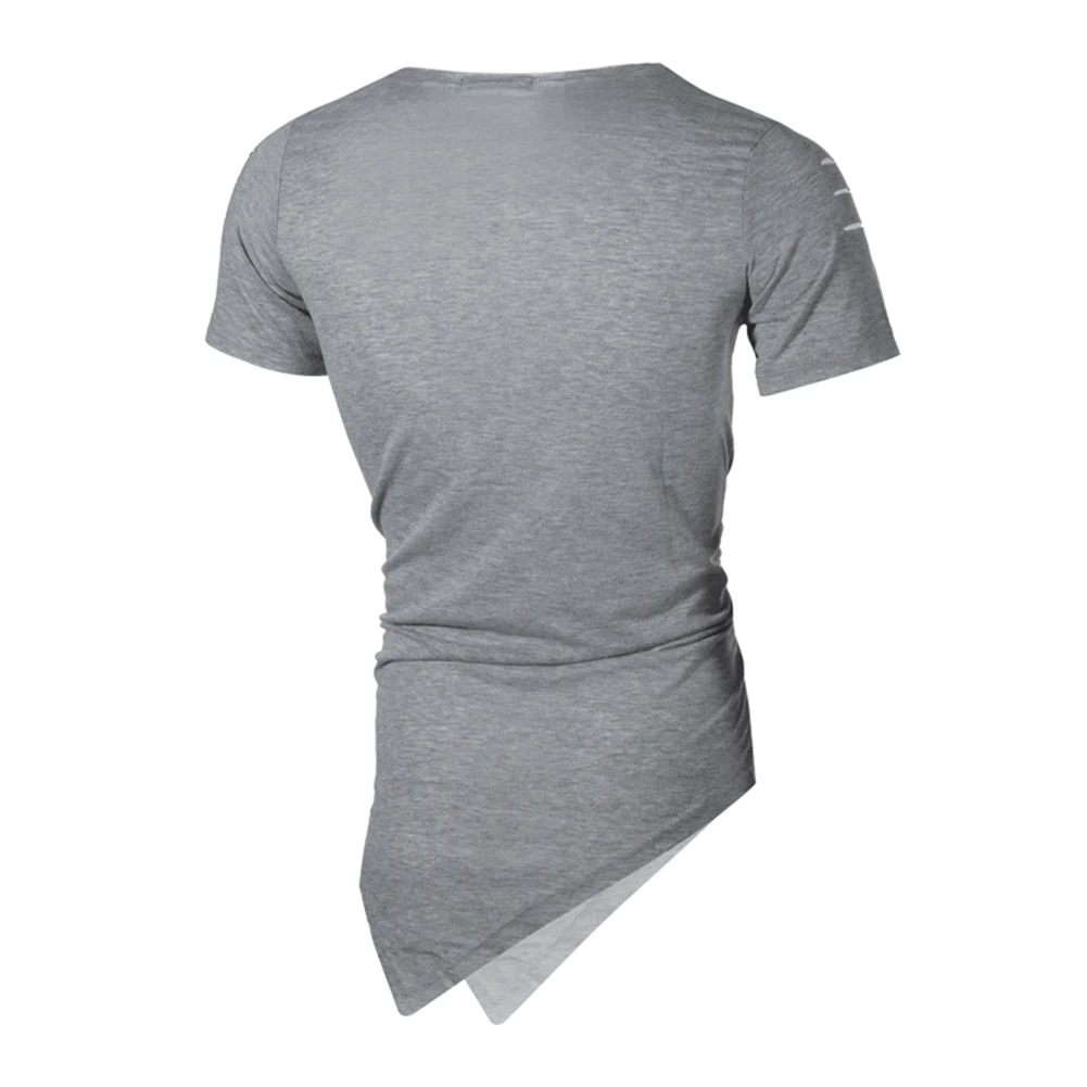 

New Irregular Hole T Shirt Men Casual Long Fitness Top Summer Short Sleeve Solid Slim Fit Oversized Stretch Soft Cool Comfort