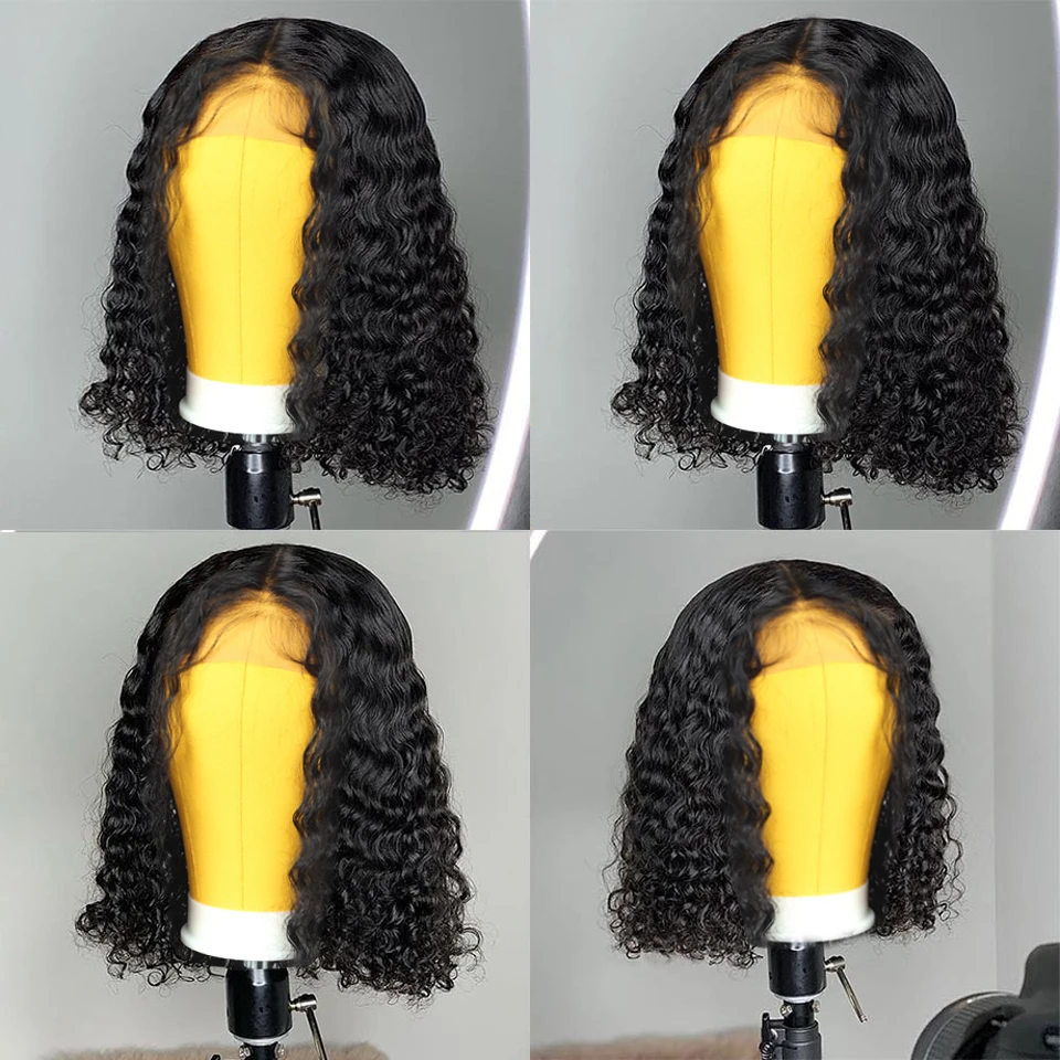 Парик с глубокой волной парик застежкой на сетке 4x4 короткий вырезом фальшивой