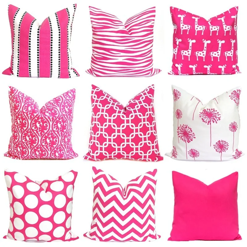 

Simple Pink Geometric Hug Pillowcase Bedside Cushion Sofa Cotton Linen Home Decor
