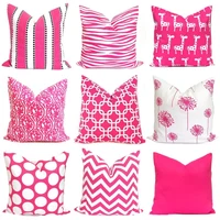 simple pink geometric hug pillowcase bedside cushion sofa cotton linen home decor