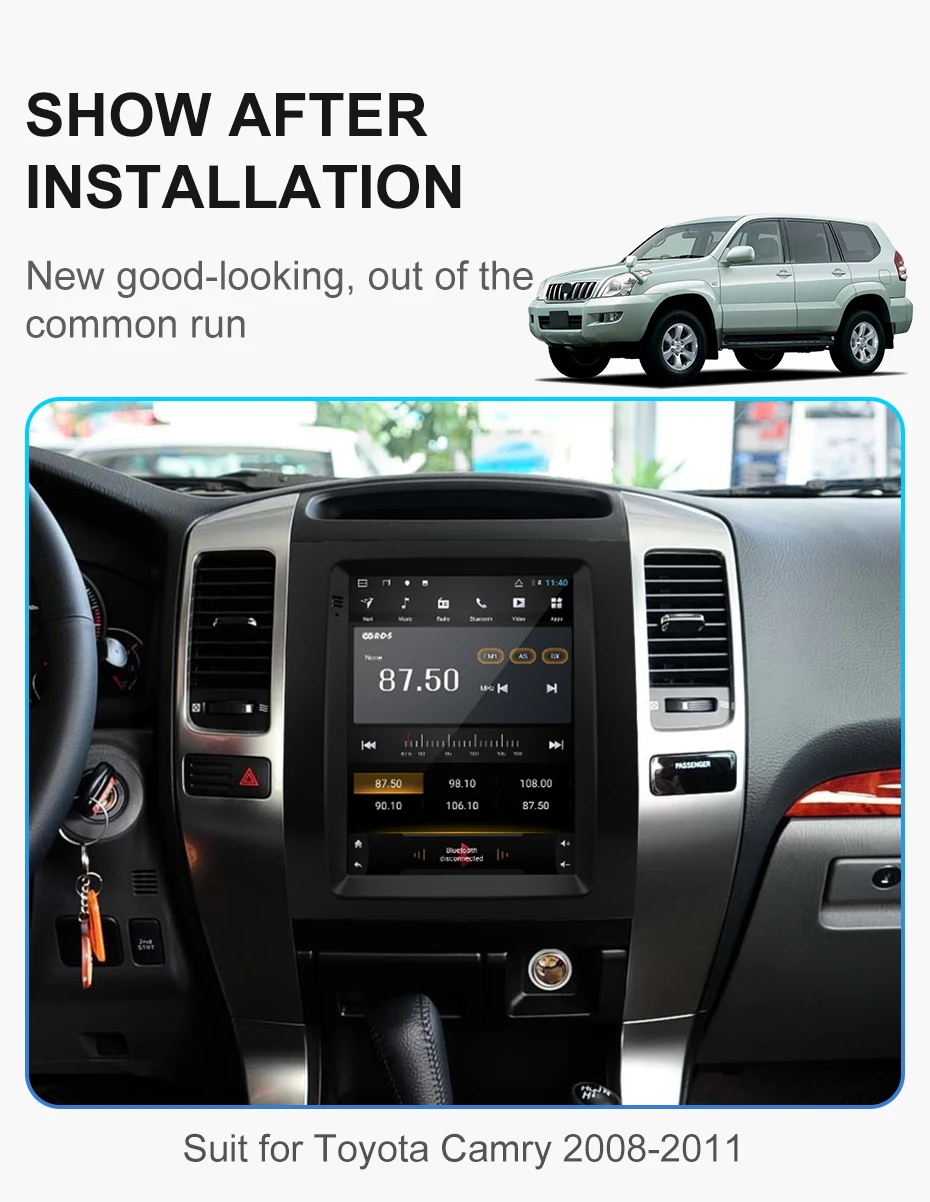 Isudar H53 Вертикальный 1 Din Android авто радио для Toyota/Prado 120 2004-2009 gps Автомобильный мультимедийный ram 4G rom 64G FM для модели Telsa