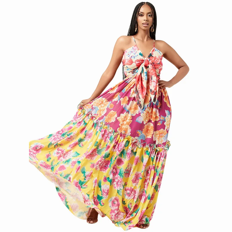 African Dresses For Women 2021 New Africa Clothes Dashiki Patchwork Ankara Bazin Traditional Robe Maxi Dress