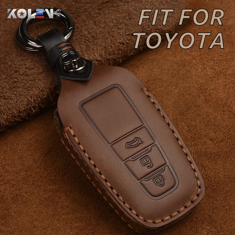 Чехол для автомобильного ключа из натуральной кожи чехол Toyota Camry Corolla Rav4 Prius CHR Prado