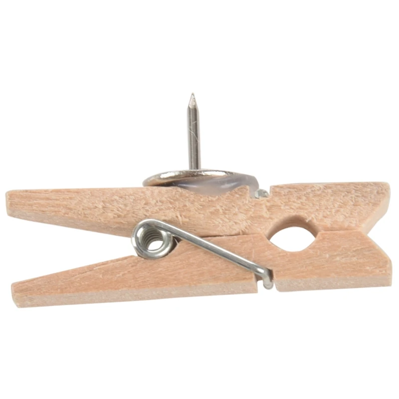 

Push Pins with Wooden Clips Pushpins Tacks Thumbtacks, Creative Paper Clips with Pins for Cork Boards Notes Photos Wall and Craf