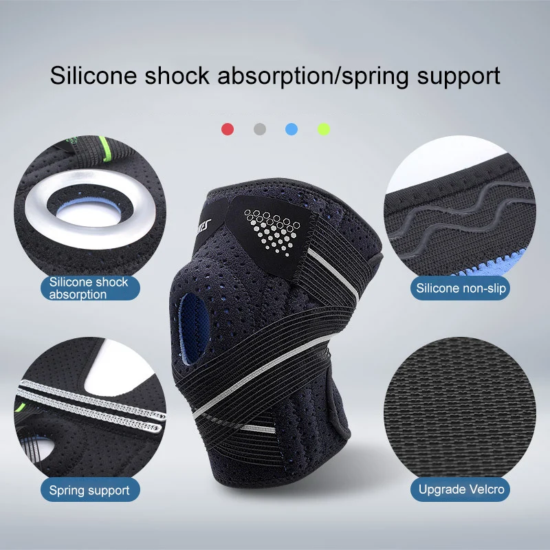 

Newly Silicone Sports Knee Pads Strap Spring Support Climbing Cycling Running Basketball Sweat-absorbent Breathable S66