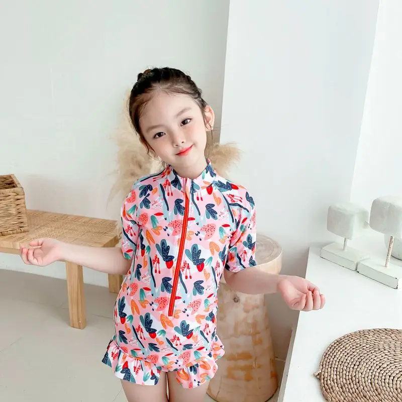 

Baby Swim Suit 2021 New Summer Children Breathable Elastic O-Neck Swimsuit One Piece Cute Girls Princess Swimwear Bathing Suits