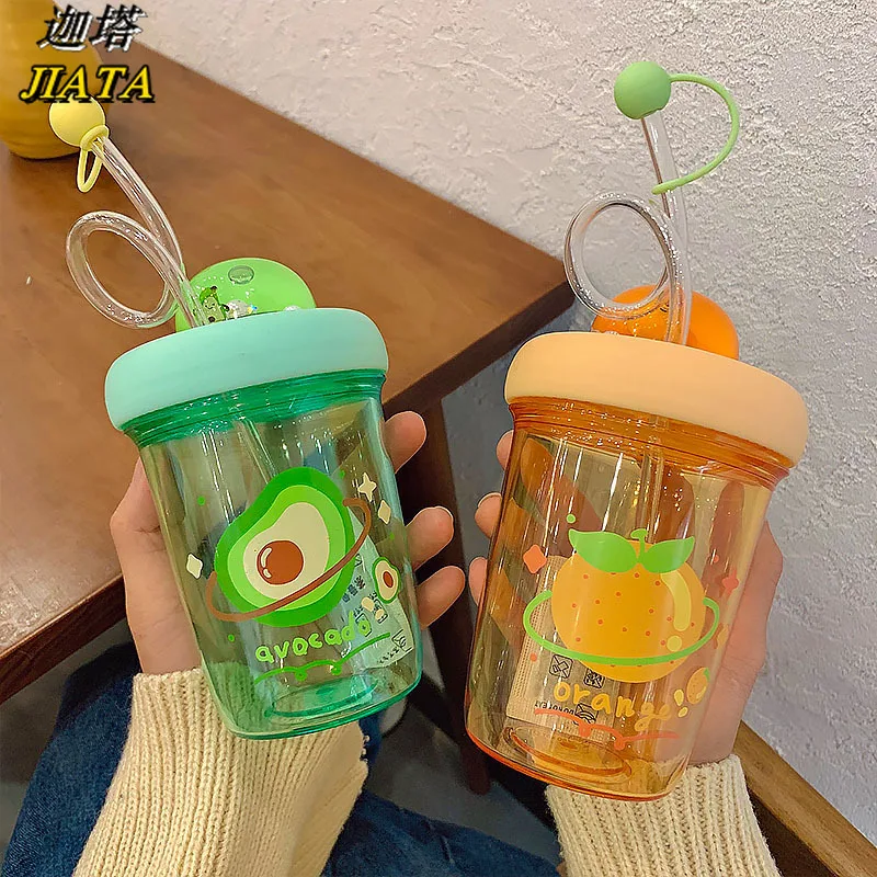 

Turn Plastic Cup Mori Department Portable Student Cartoon Ins Straw Cup Net Celebrity Children's Water Cup for Men and Women